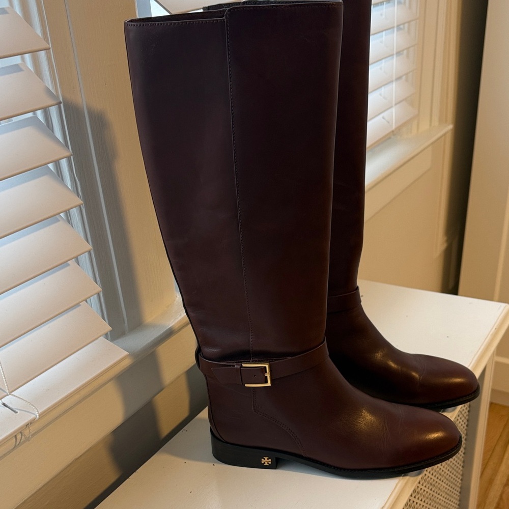 Tory Burch Brown Leather Knee-High Boots